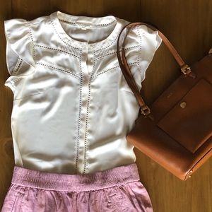 Maison Jules White Ruffle Sleeve Top S